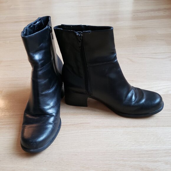 AJ Valenci Genuine Leather Black Comfort Ankle Boots Size 8 M Zipper - Picture 4 of 8